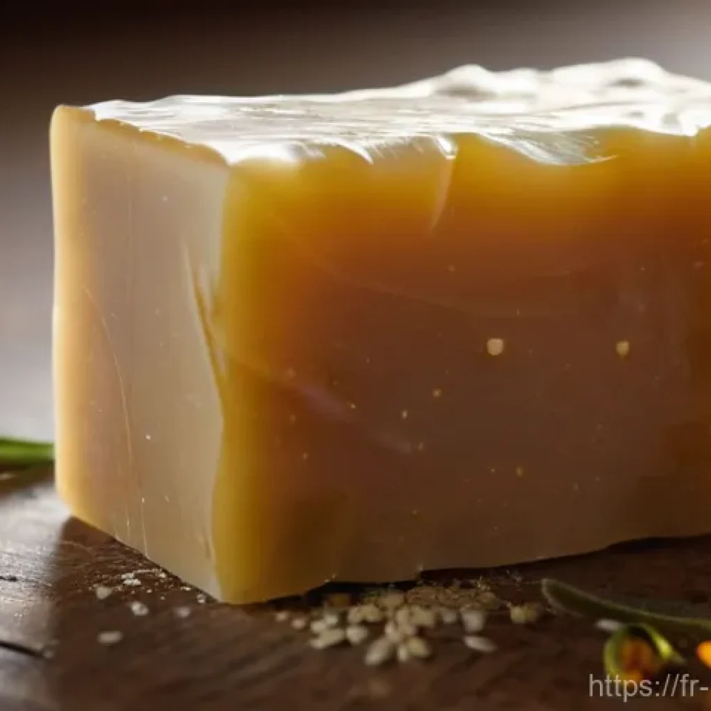 천연비누로 피부결 개선 - **Prompt 1: "The Essence of Cold Process Saponification"**
A close-up, warm-toned photograph cap...