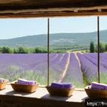 천연비누 장점과 단점 - A serene, sunlit artisanal soap workshop in Provence, France, showcasing handcrafted natural soaps m...